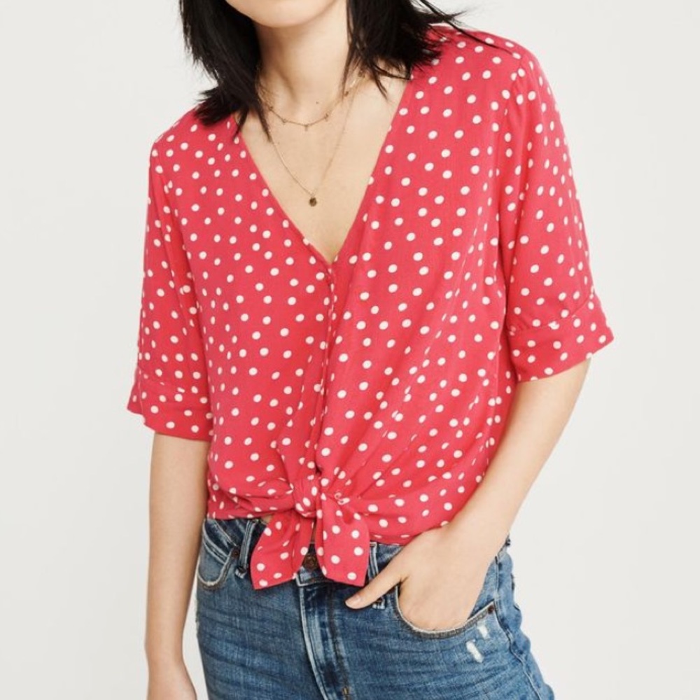 Abercrombie tie front v neck blouse